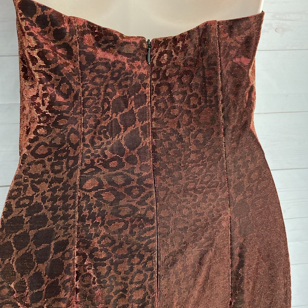 Jessica McClintock for GUNNE SAX Size 3 Y2K Strapless Animal Print Evening Gown - Picture 7 of 12